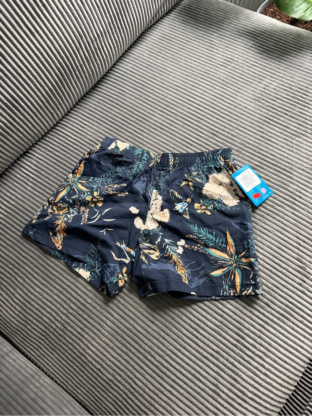 Women’s Floral Shorts - Navy Tropical Print - Omni-Shield